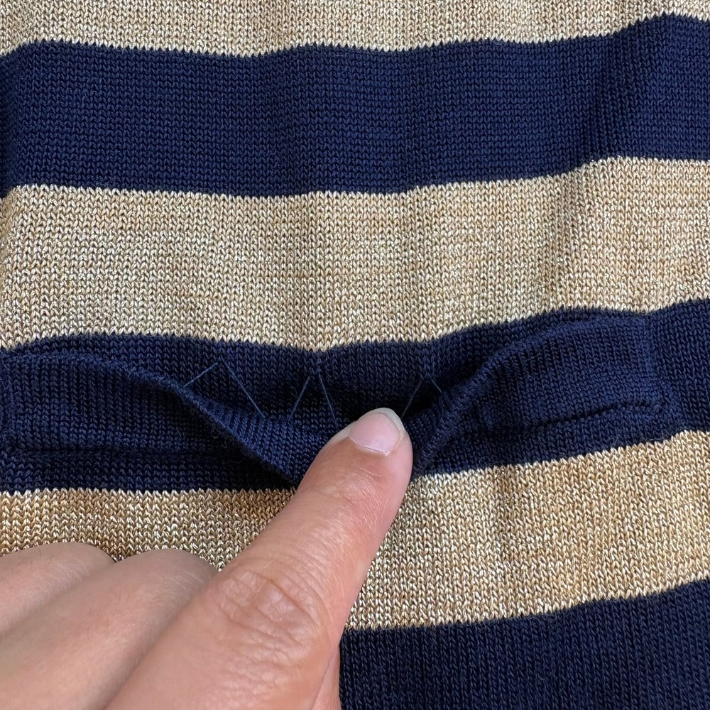 Lauren Ralph Lauren Women 2X Cardigan Navy Gold Metallic Stripe Knit Sweater NWT - Picture 10 of 13